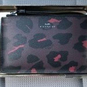 Brand new boxed coach leopard print wristlet
